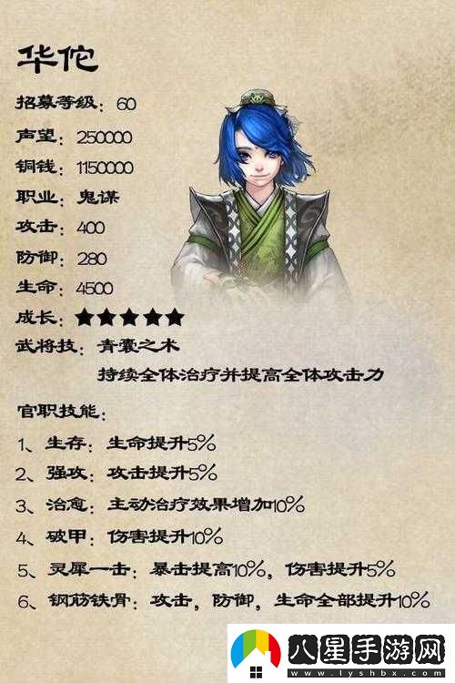 真戰(zhàn)三國中華佗角色技能與兵種全方位詳細解析