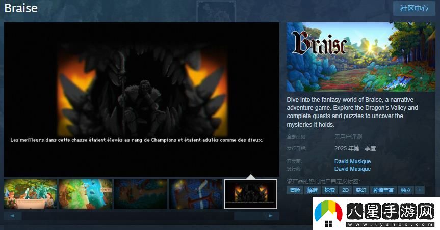奇幻敘事冒險(xiǎn)游戲BraiseSteam頁面